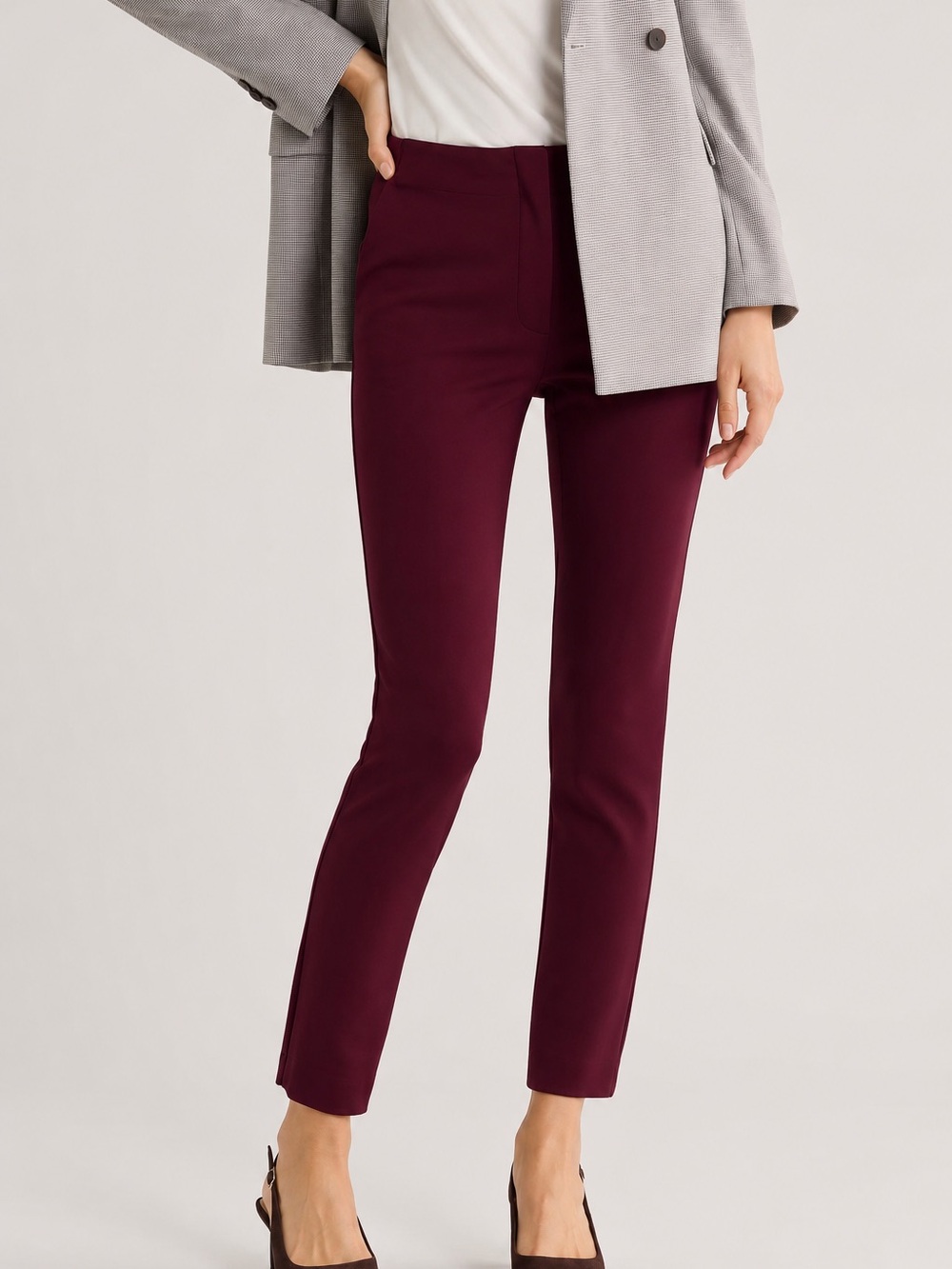 Theory HW Tennyson Knit Tech Slim Pants Burgundy Ankle NWT size 6